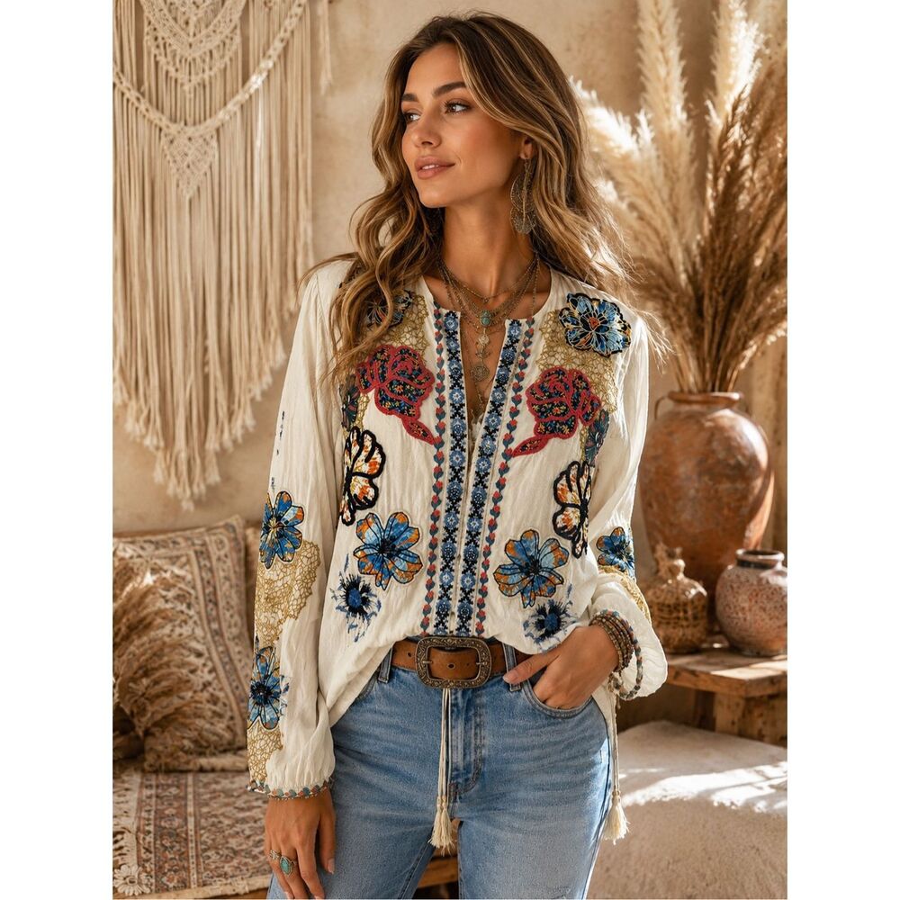 Johnny Was Dianne Blouse Size XS Relaxed Fit